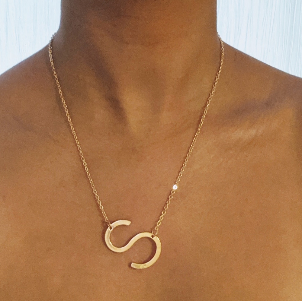 Initial Necklace Letter S